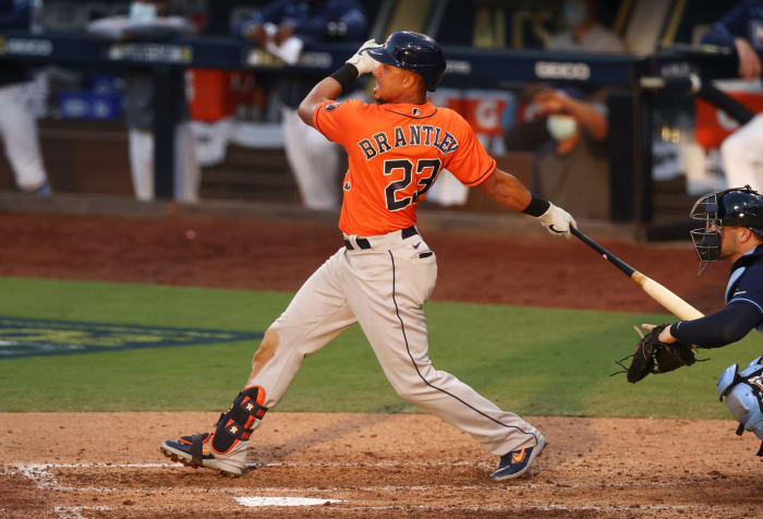 Michael Brantley hits a single.