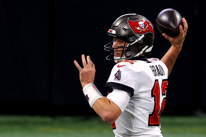 Buccaneers quarterback Tom Brady against the Falcons.