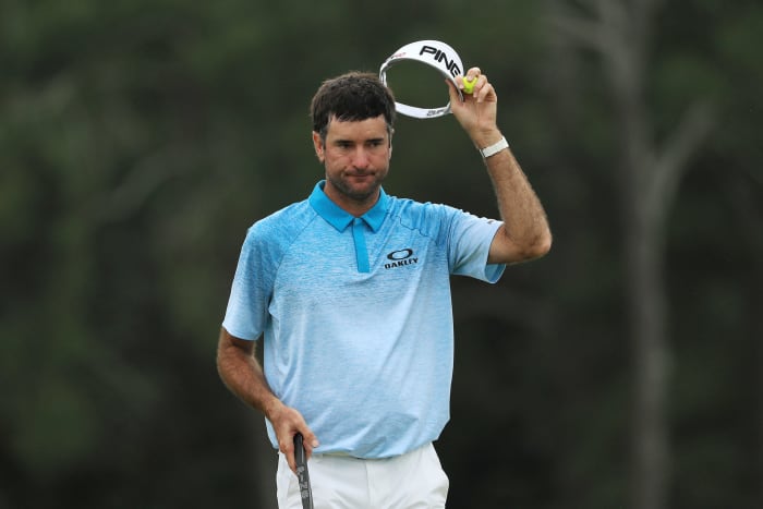 Bubba Watson tipping his hat to the crowd at The Masters. He's currently under par at the U.S. Open.