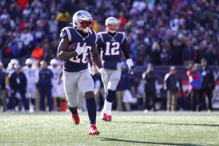 New England Patriots running back Sony Michel running the football.