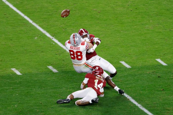Jordan Battle levies a hit on Jeremy Ruckert.