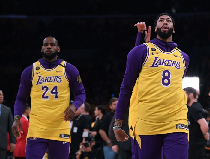 Portland Trail Blazers v Los Angeles Lakers: LeBron James and Anthony Davis in Kobe Bryant's numbers