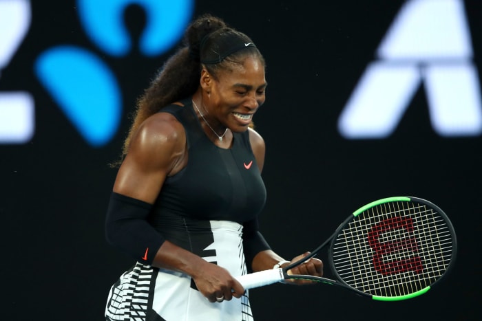 Serena Williams celebrating.