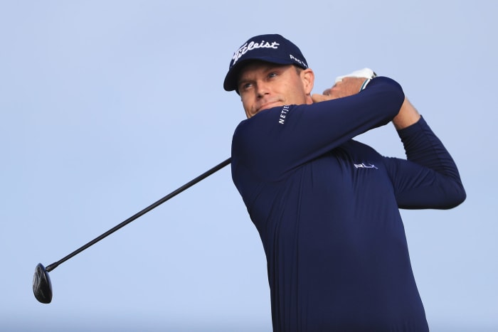 Golfer Nick Watney takes a swing at Pebble Beach.