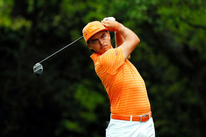 Rickie Fowler teeing off.