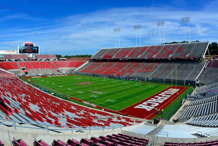 A general view of NC State's football field.