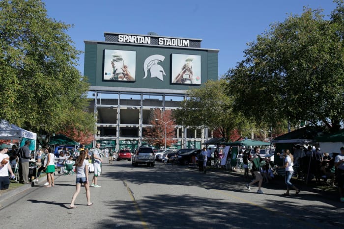 An exterior view of Michigan State's football stadium.