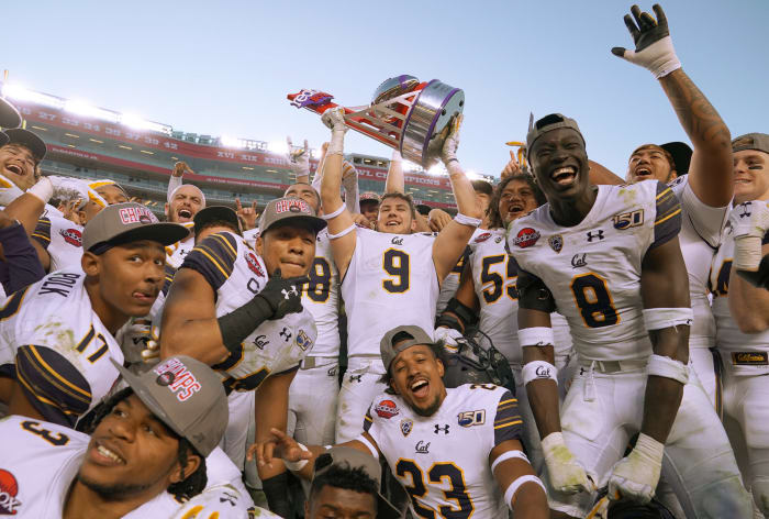 Cal football celebrates Redbox Bowl during 2019 college football bowl season.