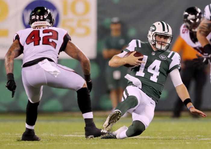 Sam Darnold sliding against the Falcons.