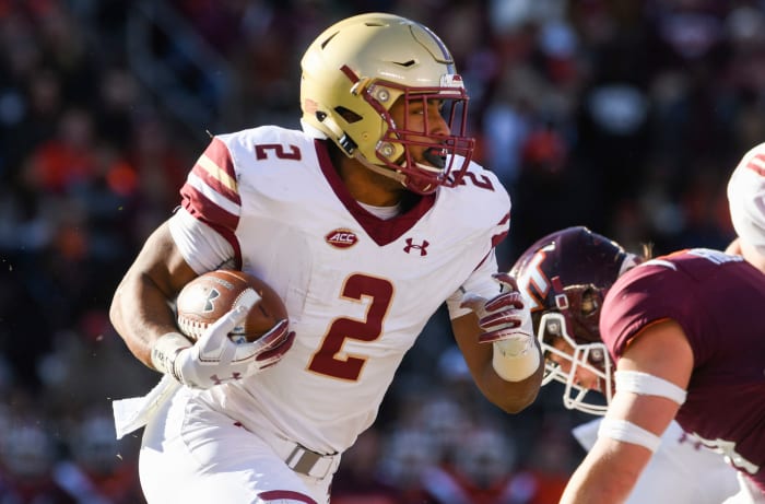 Boston College running back A.J. Dillon.