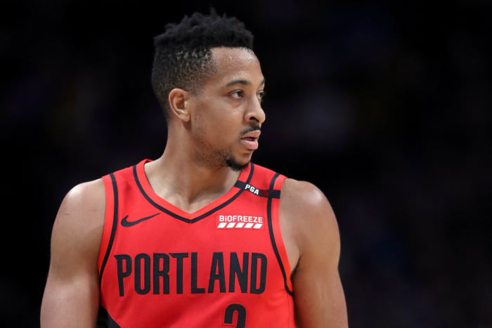 C.J. McCollum playing for the Trailblazers.