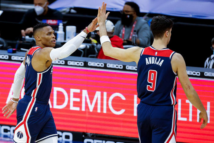 Wizards rookie forward Deni Avdija with Russell Westbrook.