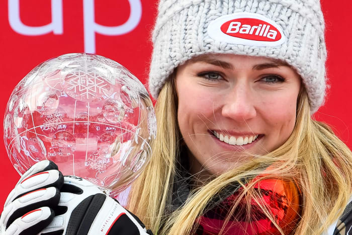 A closeup of Mikaela Shiffrin.