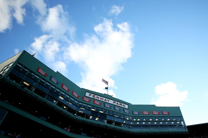 Overall view of Fenway Park during a game between between the Boston Red Sox and the Baltimore Orioles.