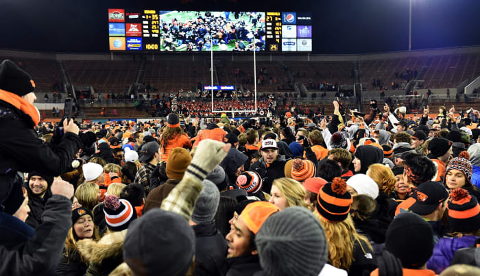 Oregon State fans storm field after win over Oregon.