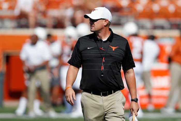 A closeup of Texas Longhorns coach Tom Herman