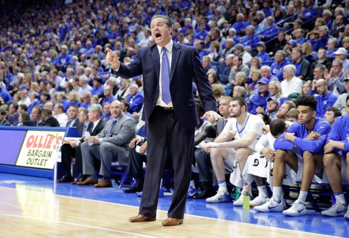 Coach Cal yelling from the Kentucky sideline.