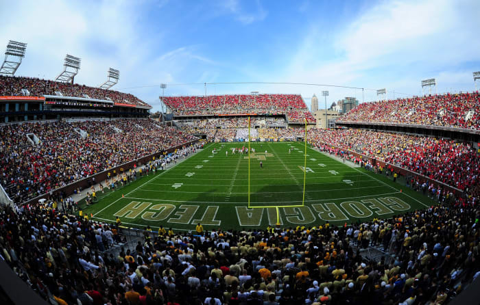 An interior view of Georgia Tech's football stadium.
