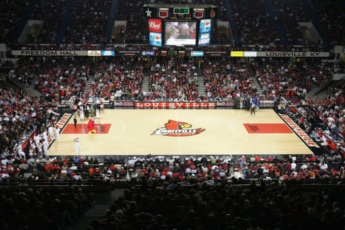 A high view of the court at Freedom Hall.