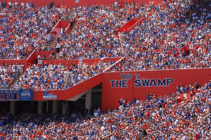 A view of the fans at a Florida Gators football game.