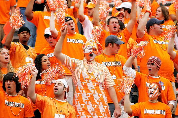 Tennessee fans cheering during a game.