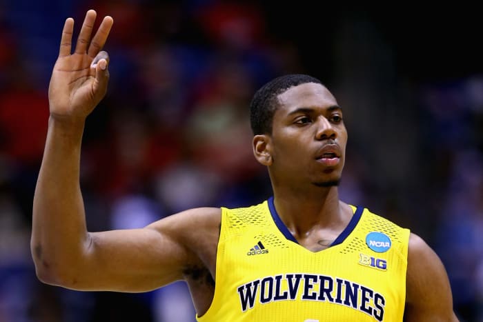 A closeup of Michigan basketball player Glenn Robinson III.