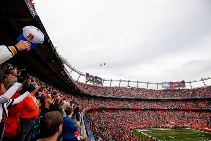 An interior view of the Denver Broncos stadium.