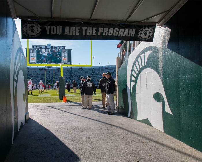 The tunnel inside Michigan State's football stadium.