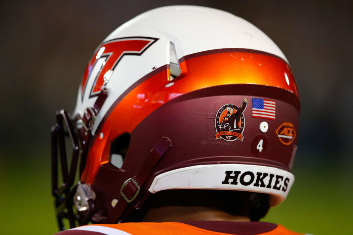 Virginia Tech football helmet closeup
