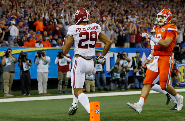 Minkah Fitzpatrick returning an interception for a touchdown.