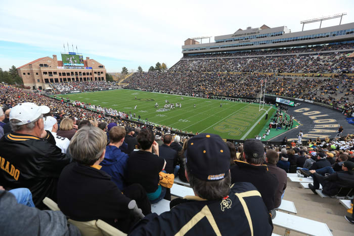 A general view of Colorado's football field during a game.