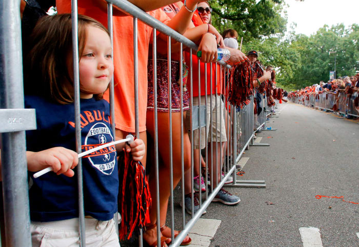 Auburn fans line up for the walk ahead of the Texas A&M game.
