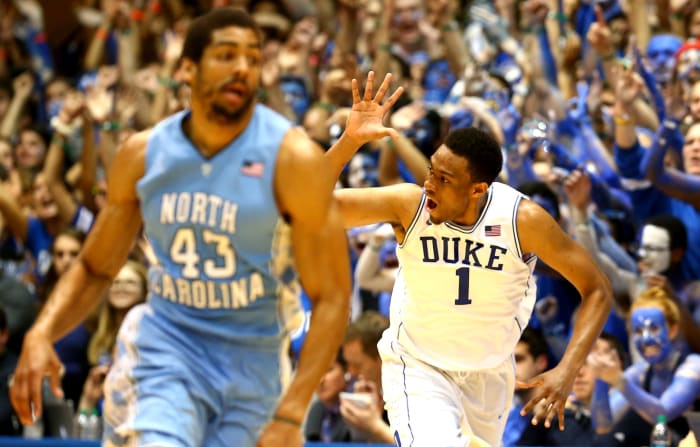 Jabari Parker reacts after making a shot.