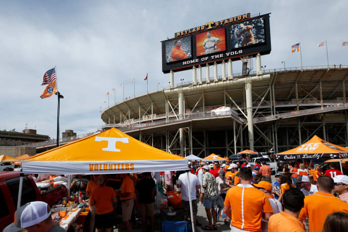 Tennessee fans tailgate before a game against Georgia.