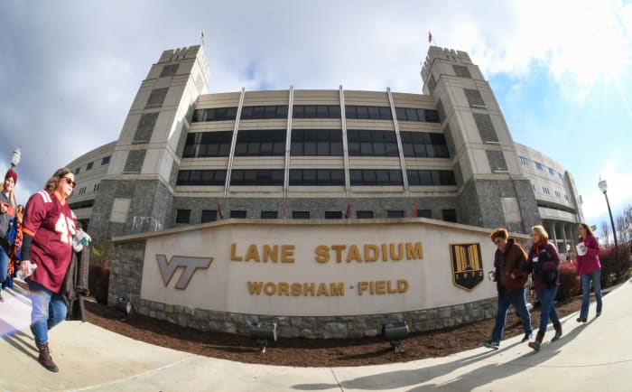 An exterior view of Virginia Tech's stadium.