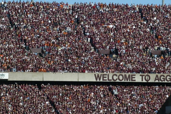 A general view of Texas A&M fans during a home football game.