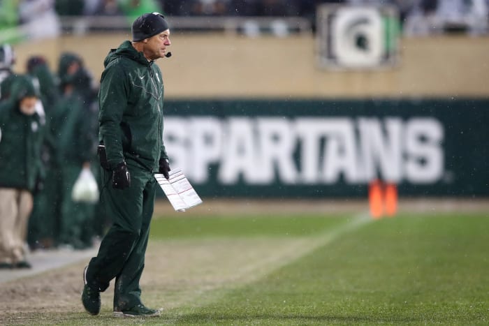 Mark Dantonio on the sideline for Michigan State.