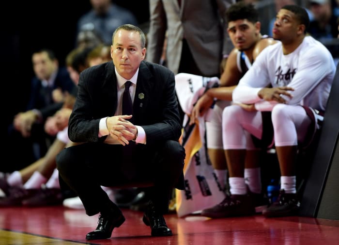 A closeup of Texas A&M coach Billy Kennedy.