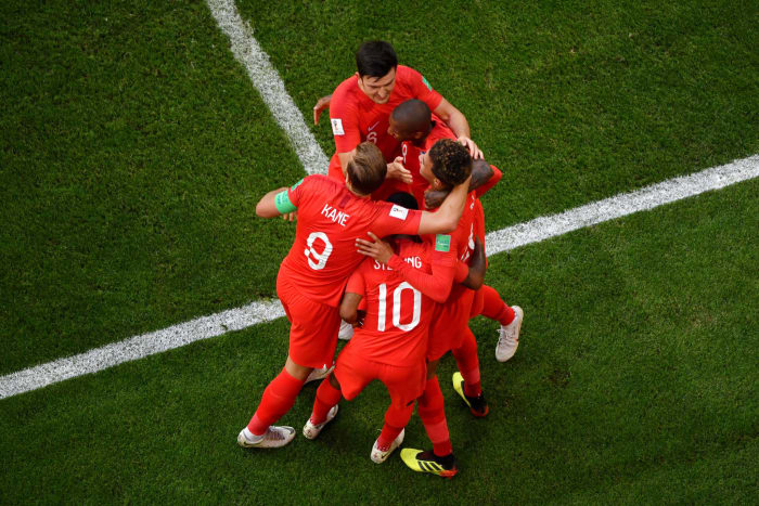 England scores against Sweden in the World Cup.