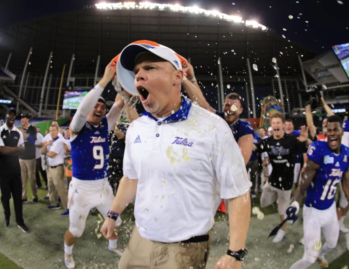 Tulsa's Philip Montgomery gets a Gatorade bath.
