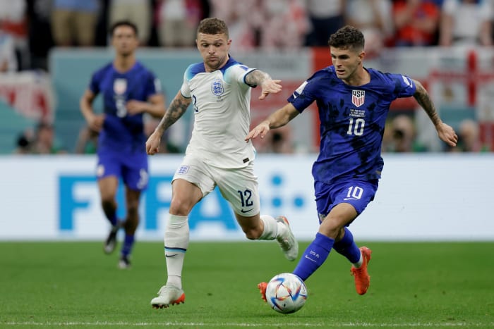 Christian Pulisic of the USMNT with the ball.
