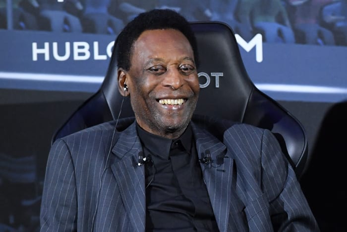 Legendary Brazilian soccer player Pelé attends a press conference in Paris.