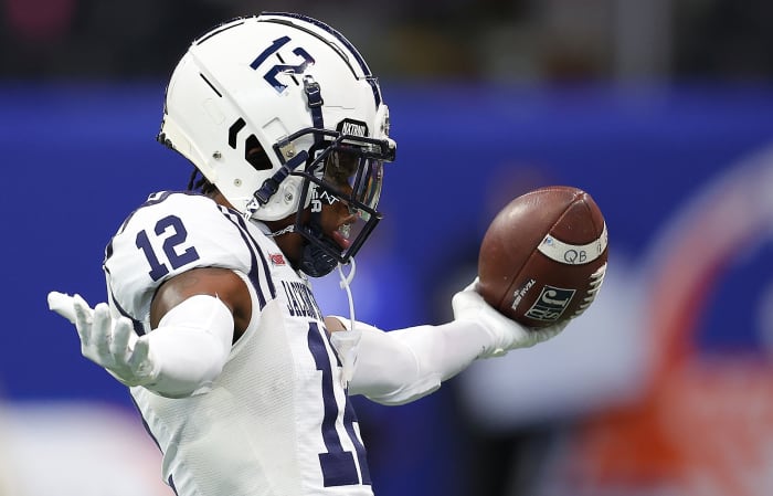 Former No. 1 recruit Travis Hunter celebrates during the Celebration Bowl.