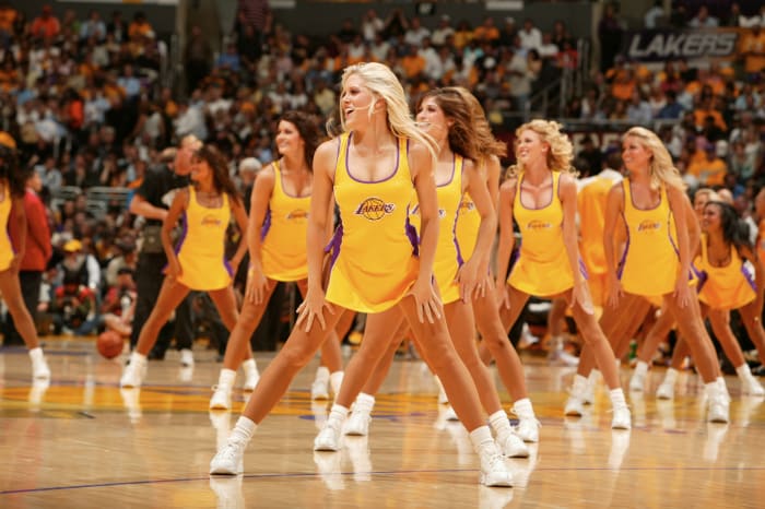 Lakers girls perform during the NBA Finals.