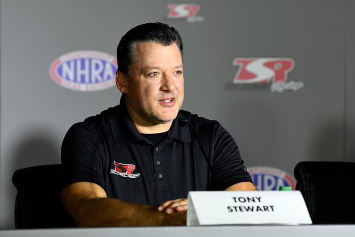 Veteran NASCAR driver Tony Stewart during a press conference before a race.