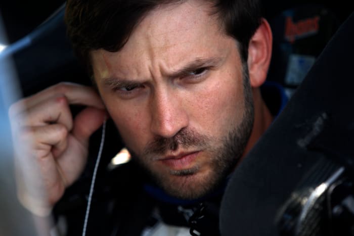 A closeup of NASCAR driver Daniel Suarez.