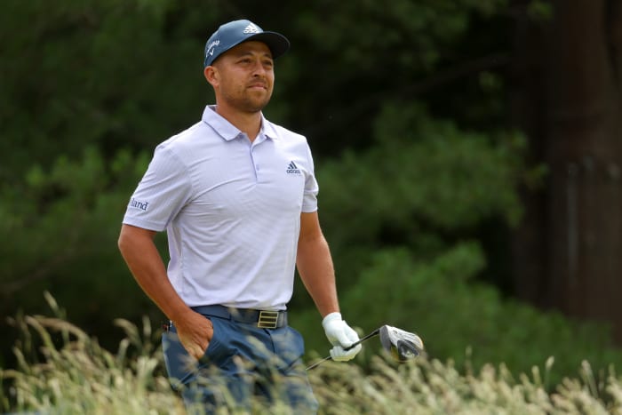 Xander Schauffele looks on at the 2022 U.S. Open.