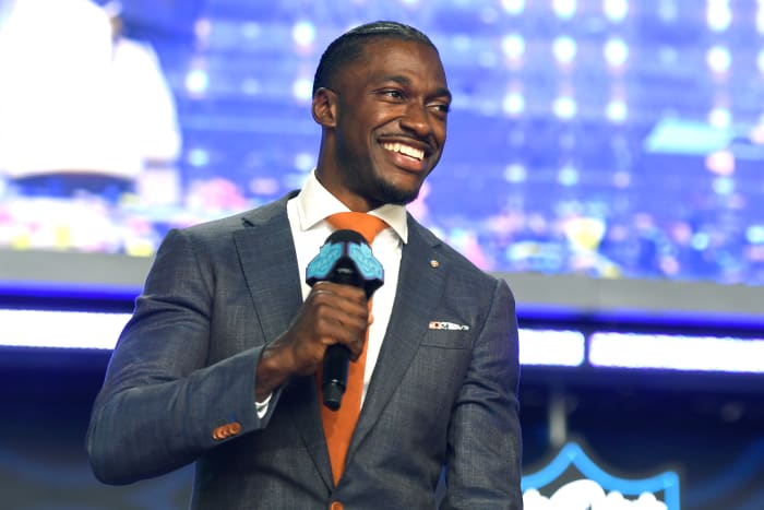 LAS VEGAS, Nevada - APRIL 30: Robert Griffin III speaks on stage during the fourth round of the 2022 NFL Draft on April 30, 2022 in Las Vegas, Nevada.  (Photo by David Baker/Getty Images)