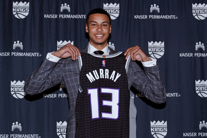 SACRAMENTO, CA - JUNE 25: Sacramento Kings 2022 NBA Draft Pick Keegan Murray poses for a photo on June 25, 2022 at the Golden 1 Center in Sacramento, California. NOTE TO USER: User expressly acknowledges and agrees that, by downloading and/or using this Photograph, user is consenting to the terms and conditions of the Getty Images License Agreement. Mandatory Copyright Notice: Copyright 2022 NBAE (Photo by Rocky Widner/NBAE via Getty Images)