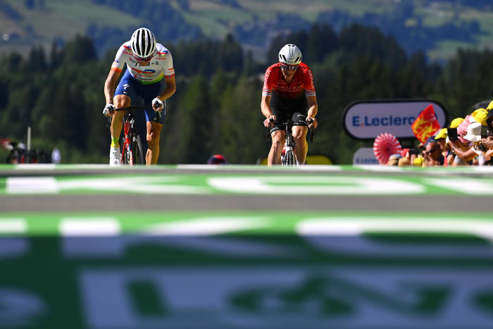 Bikers riding in the Tour de France.